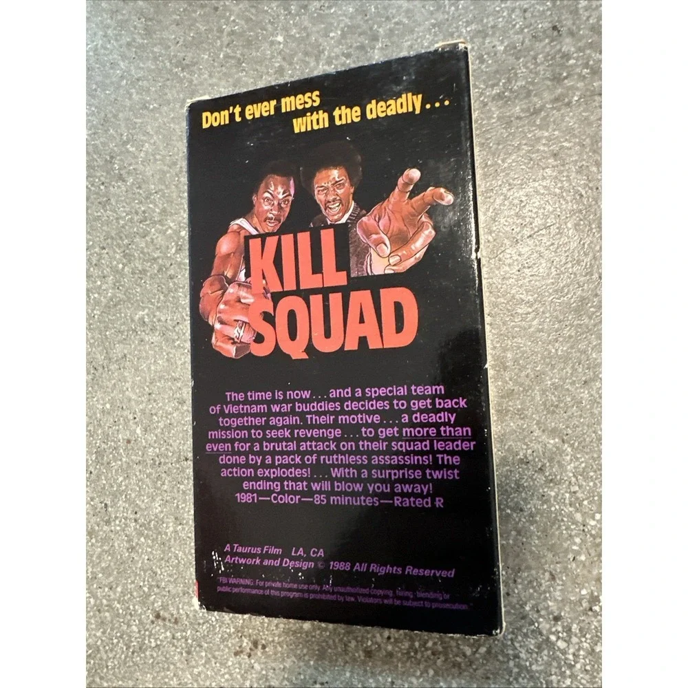 Kill Squad VHS (1981)Kung Fu Martial Arts Color 12 Fists 12 Feet 24 Ways to Kill